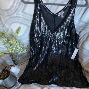 Black Sequin Tank Top